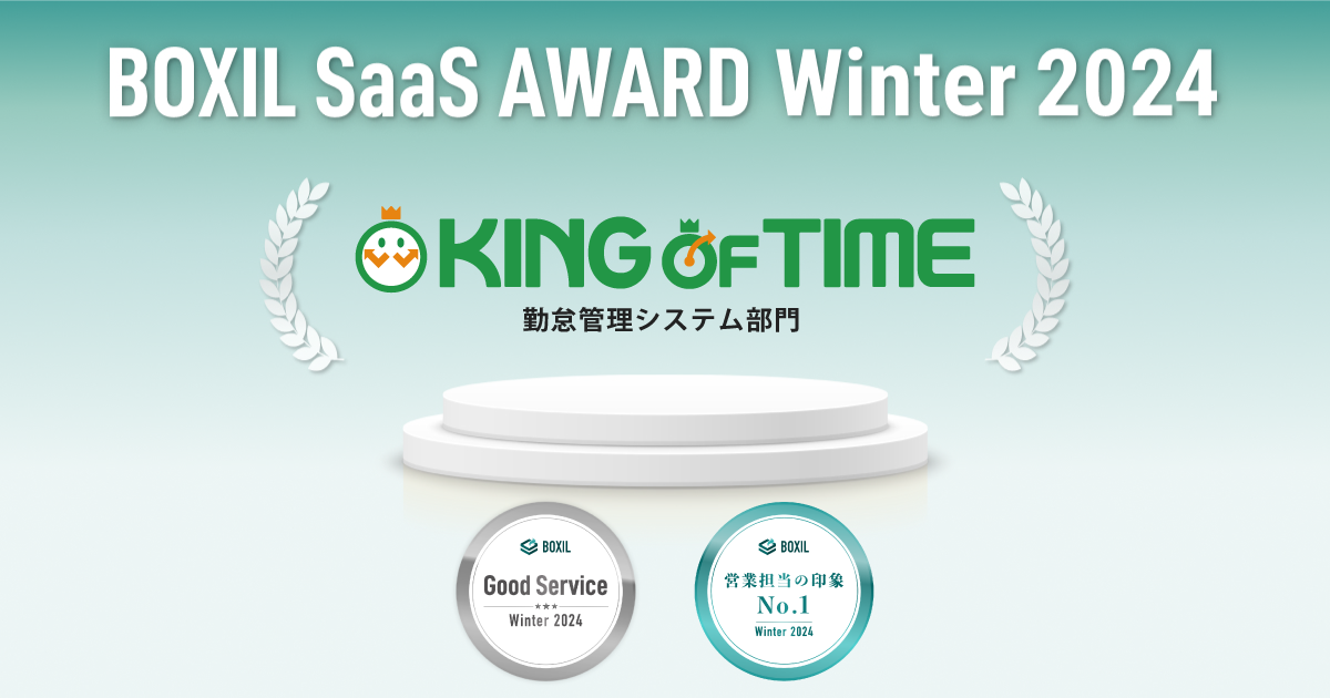 KING OF TIMEが「BOXIL SaaS Award winter 2024」で受賞